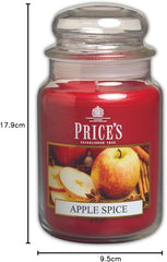 Price's - Apple Spice Large Jar Candle - Sweet, Delicious, Quality Fragrance - Long Lasting Scent - Up to 150 Hour Burn Time