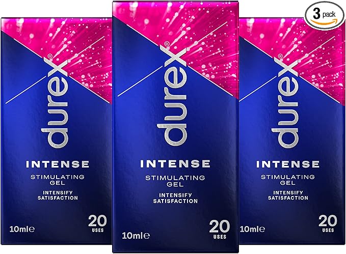 Durex Intense Orgasmic Gel Lube, 10ml (3 Pack, 30ml), Water Based, Condom and Toy Compatible