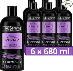 TRESemmé Biotin Repair Shampoo visibly repairs 7 types of damage in one use for dry, damaged hair 6x 680 ml