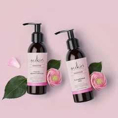 Sukin Sensitive Facial Moisturiser 125ml - with essential oils; cruelty free & vegan friendly -fast-absorbing to reduce the likelihood of a reaction for dry skin.