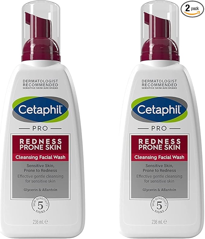 Cetaphil Face Wash, 236ml, PRO Cleansing Facial Wash, For Sensitive & Redness Prone Skin (Pack of 2)