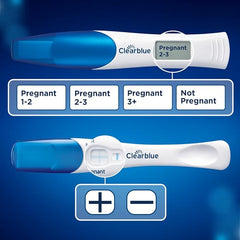 Clearblue Pregnancy Test Double-Check & Date Combo Pack, Result As Fast As 1 Minute (Visual Stick) & Tells You How Many Weeks (Digital Stick), Kit Of 2 Tests (1 Digital, 1 Visual), Packaging May Vary