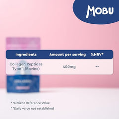 Mobu-Hydrolysed Collagen 400mg 120 Capsules | Hair, Skin and Joint Health Supplement | Bovine Collagen for Women & Men