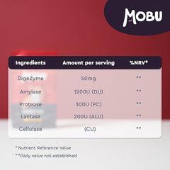 Mobu-Digestive Enzymes 120 Tablets | Contains Digezyme, Amylase, Lactase, Lipase | Gut Health & Digestion Support