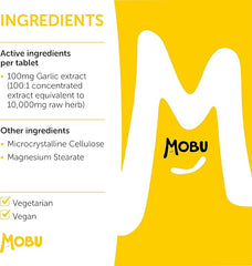 Mobu-Garlic 10,000mg 120 Tablets | Heart Health & Circulation | Contributes to Normal Muscle Function, Heart and Immune Health
