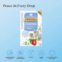 Twinings Superblends Unwind Tea - Strawberry Herbal Tea Infusion with Camomile, Lemon Balm, Limeflower & Vitamin B12, 80 Biodegradable Tea Bags