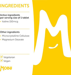 Mobu-Iodine Tablets 150mcg 120 Tablets | High Strength Potassium Iodide | Natural Source of Iodine from Potassium Iodide