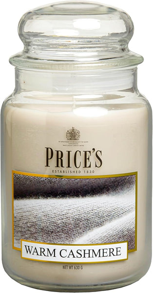 Price's - Warm Cashmere Large Jar Candle - Woody, Delicious, Quality Fragrance - Long Lasting Scent - Up to 150 Hour Burn Time