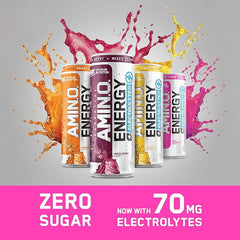 Optimum Nutrition Essential Amino Energy + Electrolytes, Ready to Drink Sugar Free EAA Energy Drink with Electrolytes and Caffeine, Workout Supplement for Men and Women, Pink Lemonade, 24x250 ml