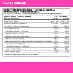 Optimum Nutrition Essential Amino Energy + Electrolytes, Ready to Drink Sugar Free EAA Energy Drink with Electrolytes and Caffeine, Workout Supplement for Men and Women, Pink Lemonade, 24x250 ml