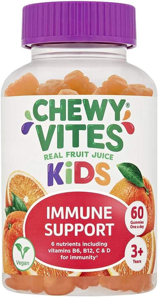Chewy Vites Kids | Immune Support 60 Gummy Vitamins Real Fruit Juice | Vegan | 3 Year