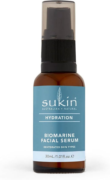 Sukin Hydration Biomarine Facial Serum 30ml - with Hyaluronic Acid & Bio-Marine Sea Algae; cruelty free & vegan friendly - provides intensive moisture and plumps skin