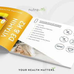 Nutravita Vitamin D3 3000iu & K2 100ug (MK7) – 120 Vitamin D3 K2 Vegetarian Capsules – Supports Normal Bones, Muscles, Teeth and Immune System