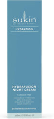 Sukin Hydration Hydrafusion Night Cream 60ml - with Bio Marine Blend; cruelty free & vegan friendly - provides deep hydration lasting for 72 hours.
