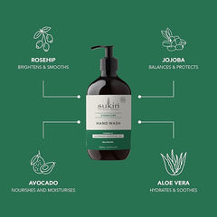 Sukin Signature Cleansing Hand Wash 500ml - gently removes dirt, moisturises & hydrates the skin - with Rosehip and Avocado Oils; cruelty free & vegan friendly.