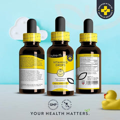 Nutravita Baby Vitamin D Drops for Infants & Children 60ml – Healthy Immune System, Normal Growth & Development of Bones in Kids - 400 IU or 10mcg per Drop (2000 Drops Per Bottle) - Sugar Free