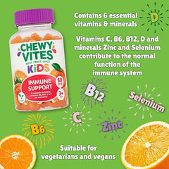 Chewy Vites Kids | Immune Support 60 Gummy Vitamins Real Fruit Juice | Vegan | 3 Year