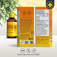 Nutravita High Strength Vitamin D3 K2 MK7 Drops - Vitamin D 1000IU & K2 20ug per 2 Drops - 60ml Liquid Vitamin D3 and K2-1+ Year Supply Supports Immune System, Normal Bones, Muscles & Teeth