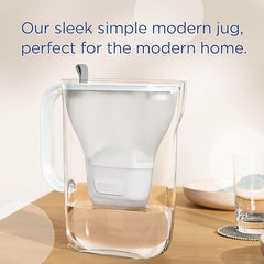 BRITA Style Water Filter Jug Grey (2.4L) incl. 1x MAXTRA PRO All-in-1 cartridge - fridge-fitting design jug with smart LED-LTI and Flip-Lid - now in sustainable Smart Box packaging