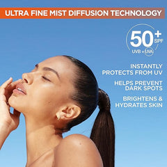 Garnier Vitamin C Brightening Over Make-Up UV Mist Invisible with SPF50+ and Vitamin C. Approved Cruelty free, Vegan - 75ML