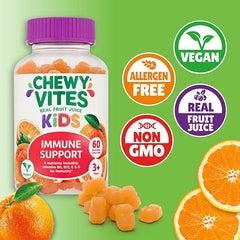 Chewy Vites Kids | Immune Support 60 Gummy Vitamins Real Fruit Juice | Vegan | 3 Year