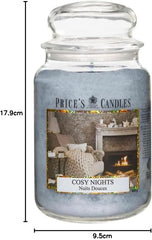 Price's - Cosy Nights Large Jar Candle - Sweet, Delicious, Quality Fragrance - Long Lasting Scent - Up to 150 Hour Burn Time