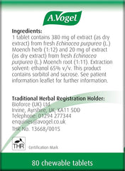 A.Vogel Echinaforce Chewable Cold & Flu Tablets | Relieve Cold & Flu Symptoms | Extracts of Fresh Echinacea | 80 Tablets