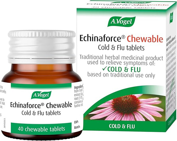 A.Vogel Echinaforce Chewable Cold & Flu Tablets | Relieve Cold & Flu Symptoms | Extracts of Fresh Echinacea | 40 Tablets