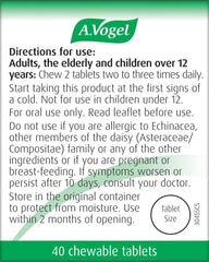 A.Vogel Echinaforce Chewable Cold & Flu Tablets | Relieve Cold & Flu Symptoms | Extracts of Fresh Echinacea | 40 Tablets