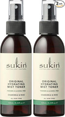 Sukin Signature Hydrating Mist Toner 125ml - Alcohol Free with Chamomile & Rosewater, Cruelty Free & Vegan Friendly - soothes, purifies & Cools Tired Skin. (Pack of 2)