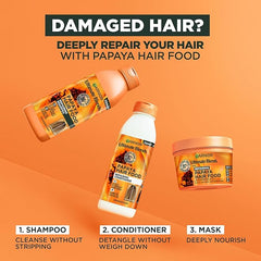 Garnier Hair Food 3-in-1 Hair Treatment Mask, Intensely Nourishes and Repairs Hair, For Damaged Hair, No Silicones, Vegan Formula, Papaya, Ultimate Blends, 400ml