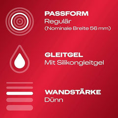 Durex Thin Feel Condoms, Regular Fit, 20s, Secure, Natural Latex, with Silicone Lube, Easy On Shape, More Sensitivity