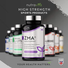 Nutravita ZMA High Strength - 120 Vegan Capsules - Test Booster - Contributes to Testosterone Levels, Normal Muscle Function & Energy Yielding Metabolism - Zinc Magnesium & Vitamin B6