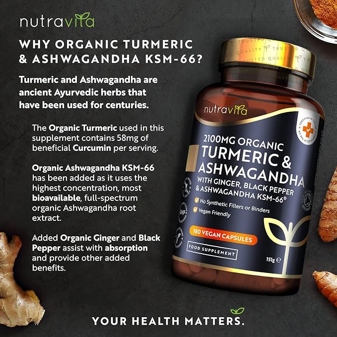 Nutravita Turmeric & Ashwagandha KSM66 ® 180 High Strength Capsules