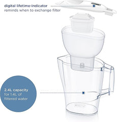 BRITA Aluna Water Filter Jug [colour] (2.4L) incl. 1x MAXTRA PRO All-in-1 cartridge - fridge-fitting jug with digital LTI - now in sustainable Smart Box packaging