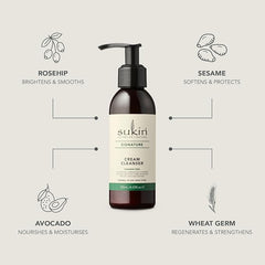Sukin Signature Cream Cleanser 125ml - with Rosehip, Avocado & Sesame Oils; cruelty free & vegan friendly - removes make-up, oil and dirt build up on the skin.