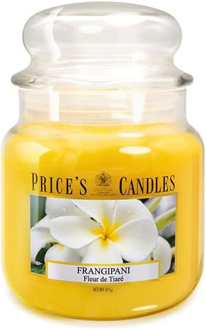 Price's - Frangipani Medium Jar Candle - Sweet, Delicious, Quality Fragrance - Long Lasting Scent - Up to 90 Hour Burn Time [Energy Class A]