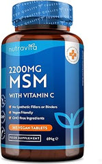Nutravita MSM 2200mg Tablets – 365 Vegan Tablets – Methylsulfonylmethane with 80mg Vitamin C – 6 Month Supply