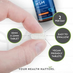 Nutravita MSM 2200mg Tablets – 365 Vegan Tablets – Methylsulfonylmethane with 80mg Vitamin C – 6 Month Supply