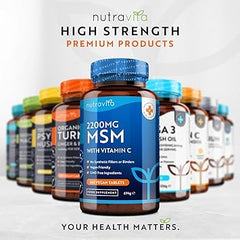 Nutravita MSM 2200mg Tablets – 365 Vegan Tablets – Methylsulfonylmethane with 80mg Vitamin C – 6 Month Supply