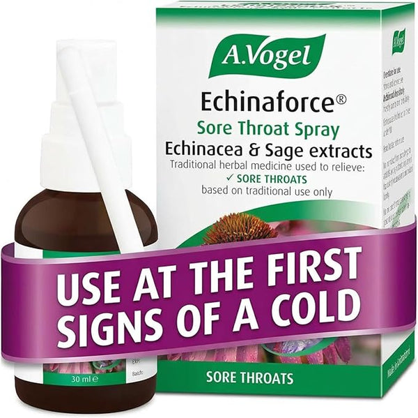 A.Vogel Echinaforce Sore Throat Relief Spray | Use at First Signs of a Cold | Fresh Echinacea & Sage | 136 Sprays