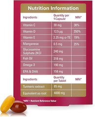 Seven Seas JointCare Supplex & Turmeric, With Glucosamine, Omega-3, Vitamins C and D, Manganese, Food Supplements, 30-Day Pack,packaging may vary