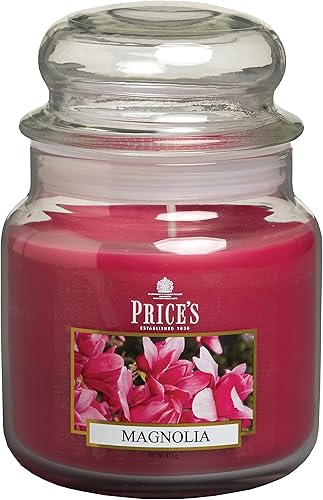 Price's - Magnolia Medium Jar Candle - Sweet, Delicious, Quality Fragrance - Long Lasting Scent - Up To 90 Hour Burn Time [Energy Class A]