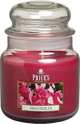 Price's - Magnolia Medium Jar Candle - Sweet, Delicious, Quality Fragrance - Long Lasting Scent - Up To 90 Hour Burn Time [Energy Class A]