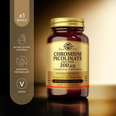 Solgar -Chromium Picolinate 200 mcg Vegetable Capsules - Pack of 90