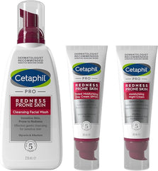Cetaphil PRO Face wash 236 ml with Tinted Moisturiser Day Cream 50ml and Night Cream 50ml, Sensitive Skin Care, Anti Redness Rosacea, Non-comedogenic, Dermatologist recommended