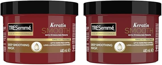 TRESemmé Keratin Smooth Deep Smoothing Mask rinse-out hair treatment with hydrolysed keratin for soft, shiny, frizz-free hair 440 ml (Pack of 2)