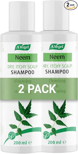 A.Vogel Neem Shampoo – Relieves Itchy, Dry & Irritated Scalps – Enriched with Neem, Almond, Rosemary, Sunflower & Eucalyptus – Soothing action leaves scalp fresh & hair feeling healthy – Pack of 2