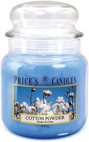 Price's - Cotton Powder Medium Jar Candle - Sweet, Delicious, Quality Fragrance - Long Lasting Scent - Up to 90 Hour Burn Time - Ideal for All Occasions