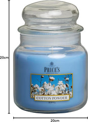 Price's - Cotton Powder Medium Jar Candle - Sweet, Delicious, Quality Fragrance - Long Lasting Scent - Up to 90 Hour Burn Time - Ideal for All Occasions
